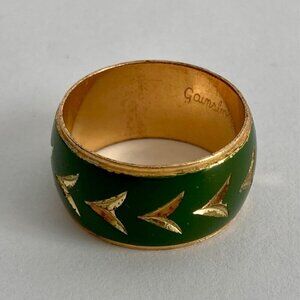Vintage Gainsboro 14 K Gold HGE Plated Electroplated Green Ring